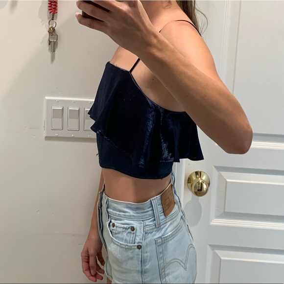 Blue silk crop top - Picture 3 of 5